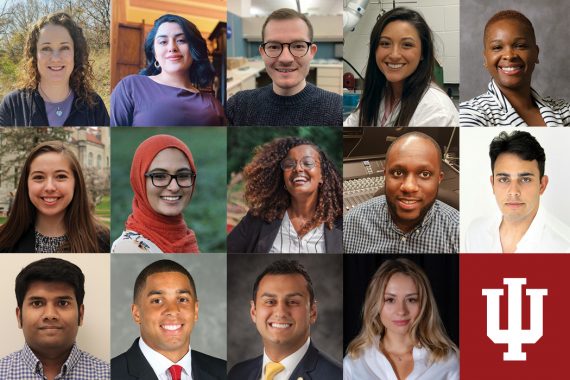 A grid of photos of 14 diverse, smiling students.